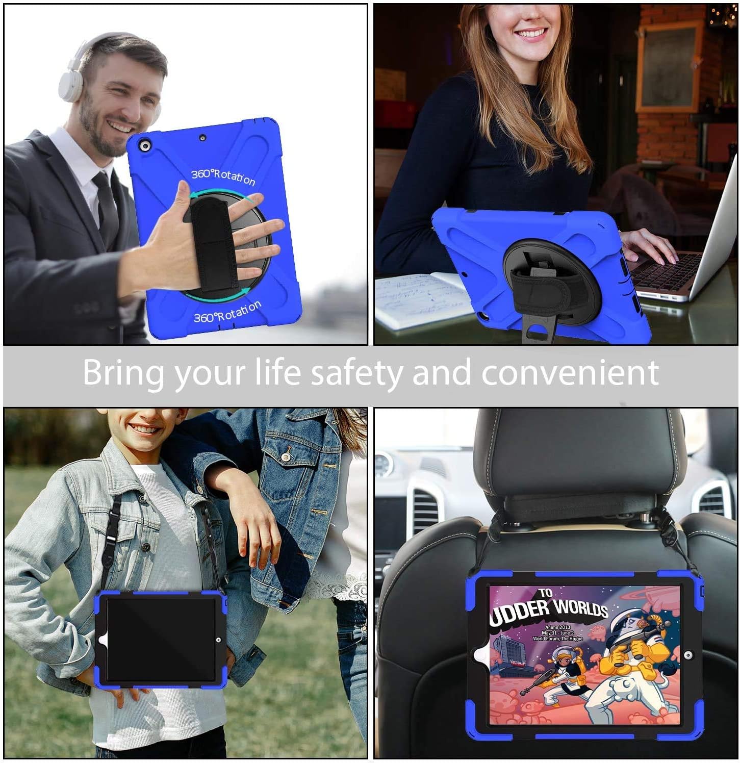 Thumbnail 6 de Gerutek Schutzhülle für iPad 9./8./7. Generation (10,2 Zoll) – stoßfest, 360° Drehständer, Handschlaufe & Schultergurt, Blau