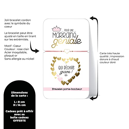 Thumbnail 4 de ÉNJA Création – Bracelet cordon cœur porte-bonheur avec carte et boîte cadeau
