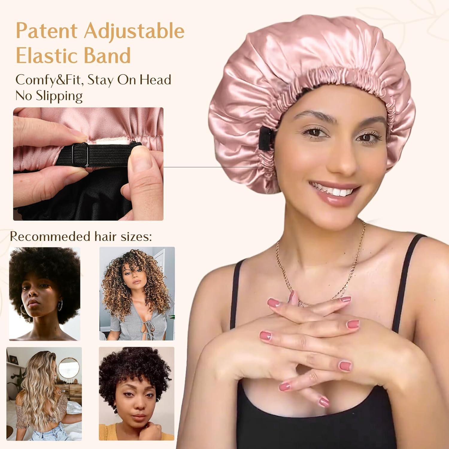 Thumbnail 2 de YANIBEST Adjustable Satin Bonnet: Double-Layer Comfort for Curly, Natural Hair