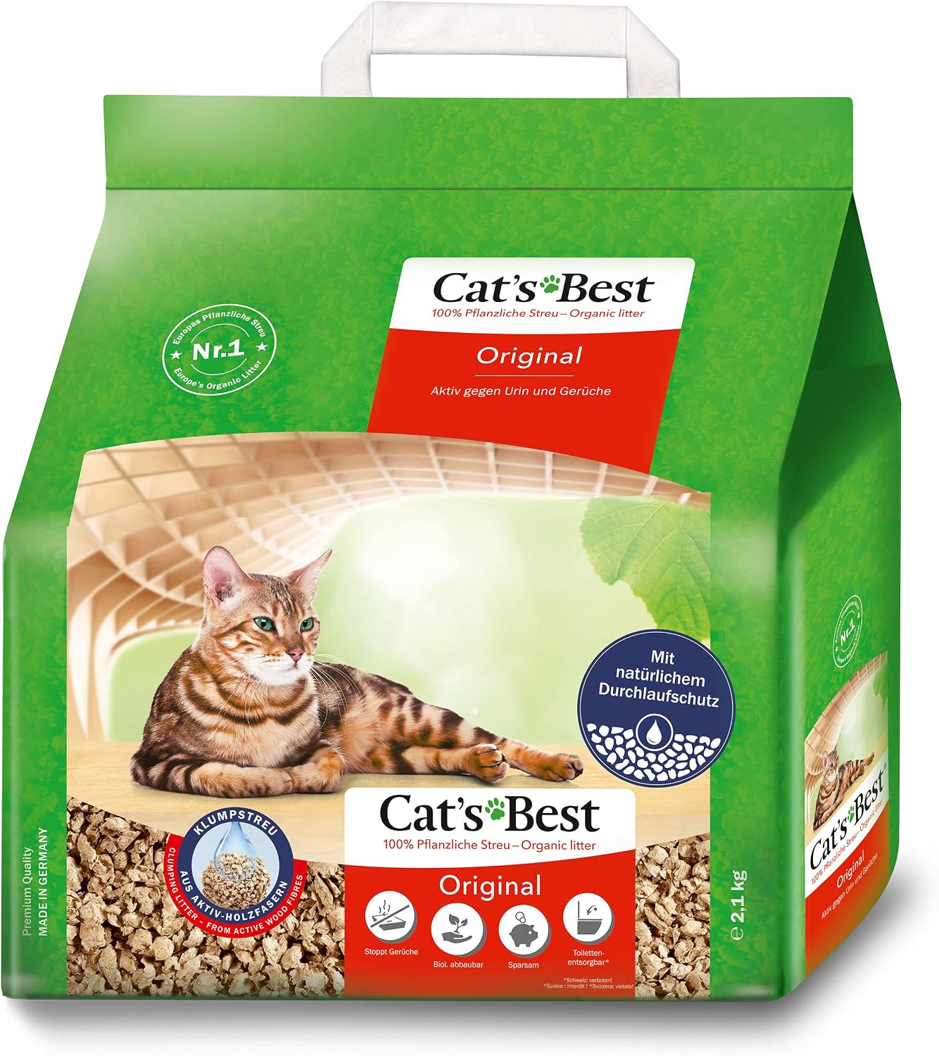 Detalle 2 de Cat’s Best Original Katzenstreu – 100% pflanzlich, klumpend, geruchsneutralisierend