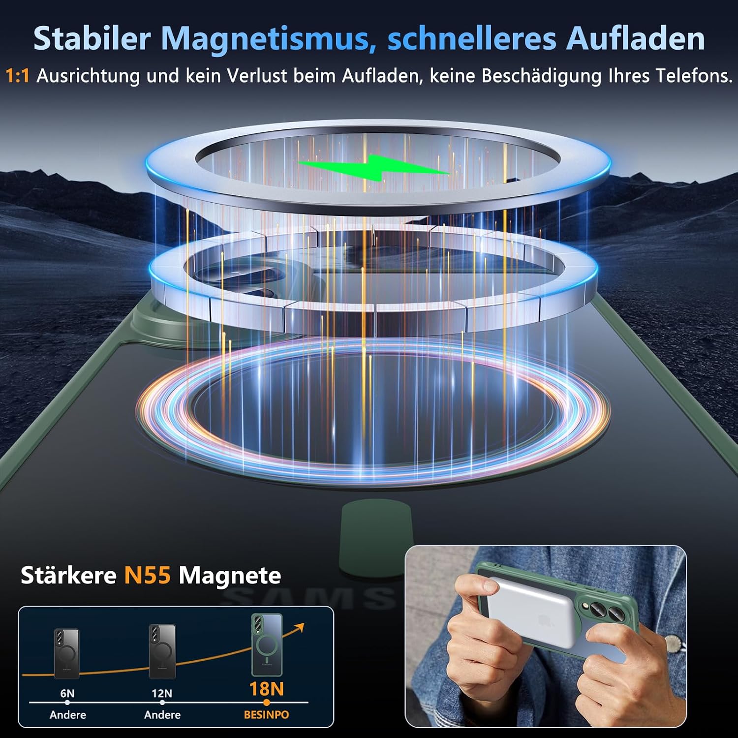 Detalle de BESINPO Hülle Für Samsung Galaxy S25 Edge 2x Glas