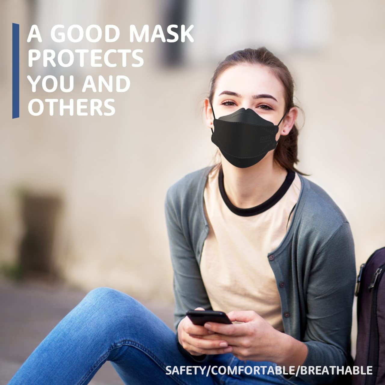 Thumbnail 6 de LEVENIS KN95 Face Masks, Black Disposable 100-Pack with Lightweight 3D Design