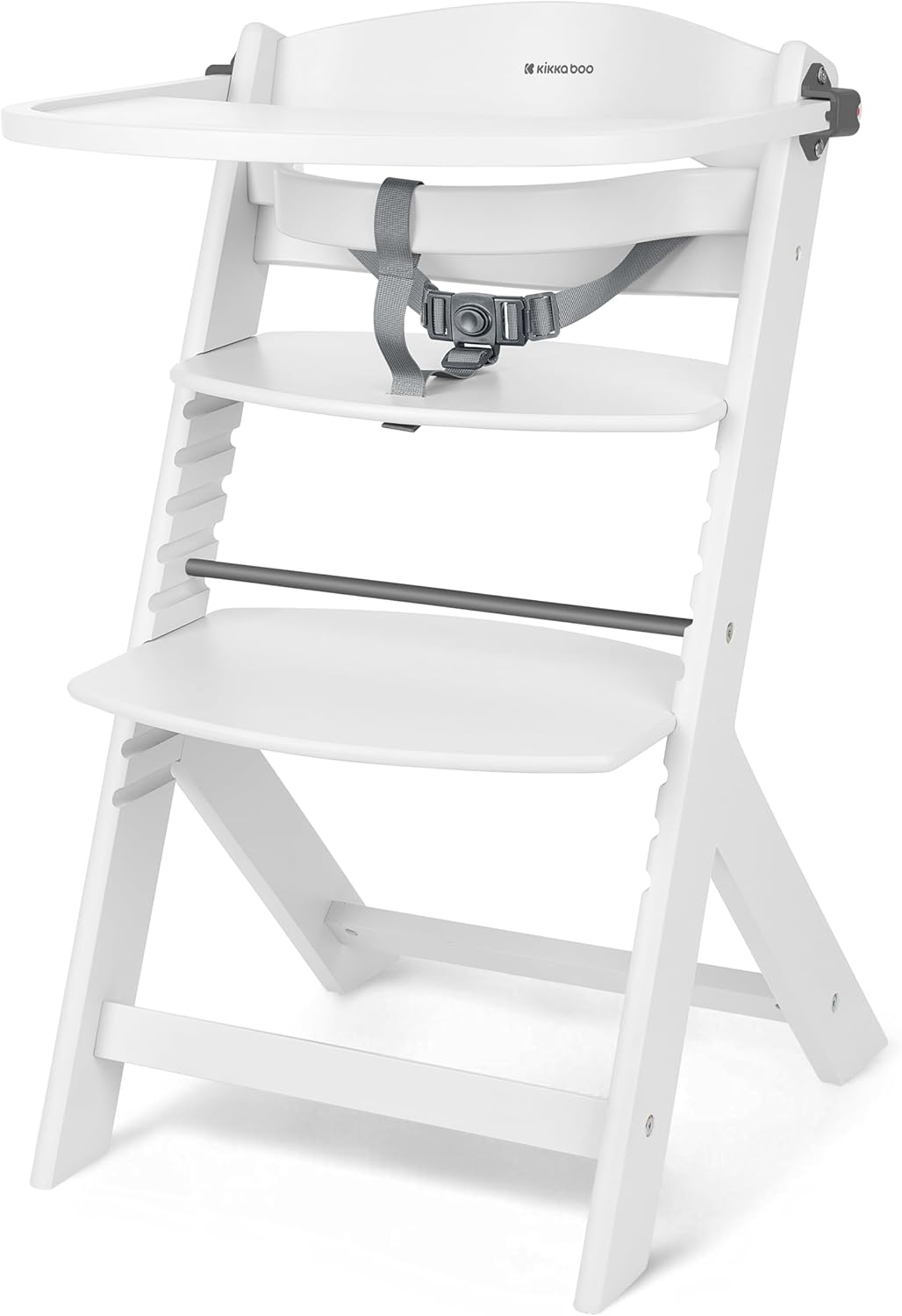 Detalle de KikkaBoo Chaise Haute Bébé Évolutive NORDY – chaise bois de hêtre, réglable jusqu’à 35 kg