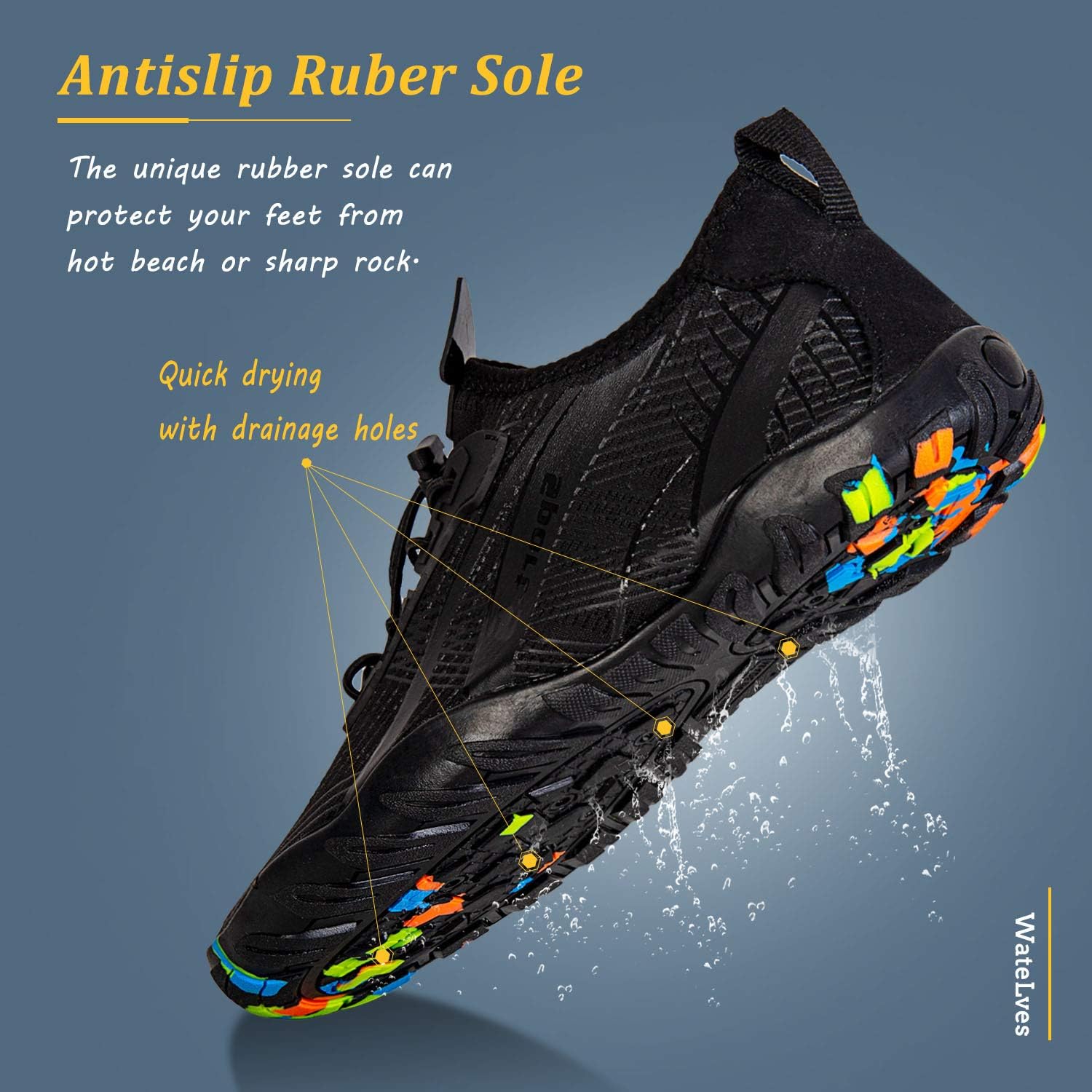 Detalle de WateLves Water Shoes for Men and Women: Quick-Dry Beach & Pool Footwear