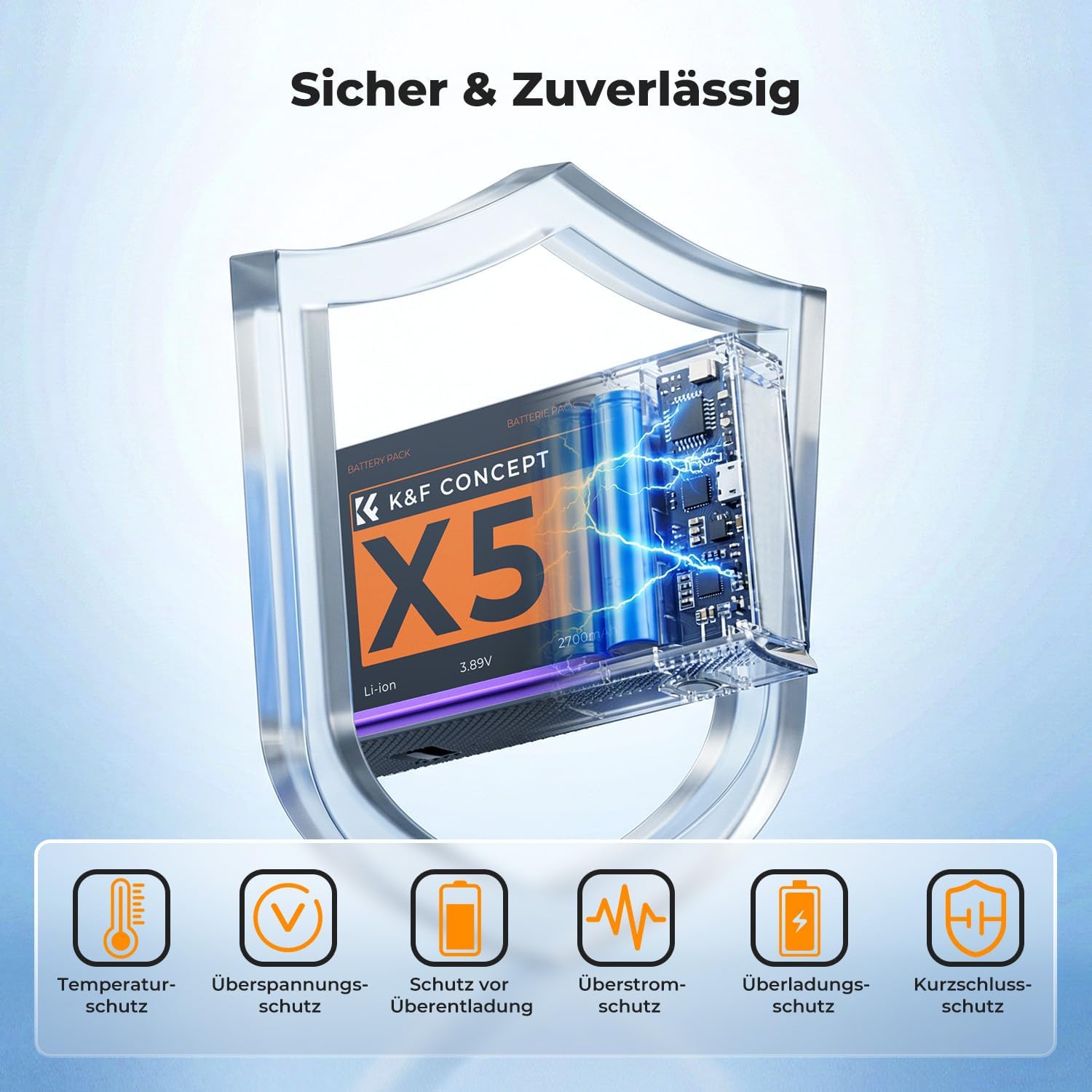Thumbnail 5 de K&F CONCEPT 2700mAh Ersatzakku für Insta360 X5 – zuverlässige Zusatzenergie