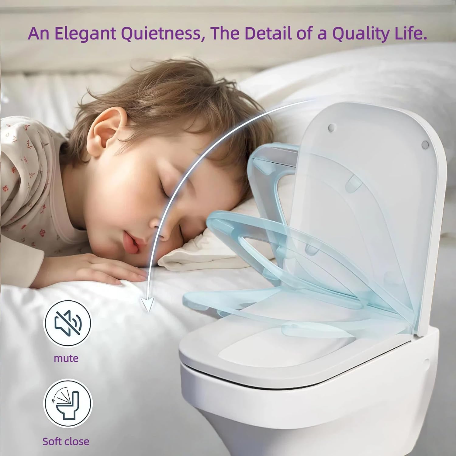 Thumbnail 3 de Solng Aldoih Square Toilet Seat with Soft Close – Heavy Duty Premium Thermoplastic (White)