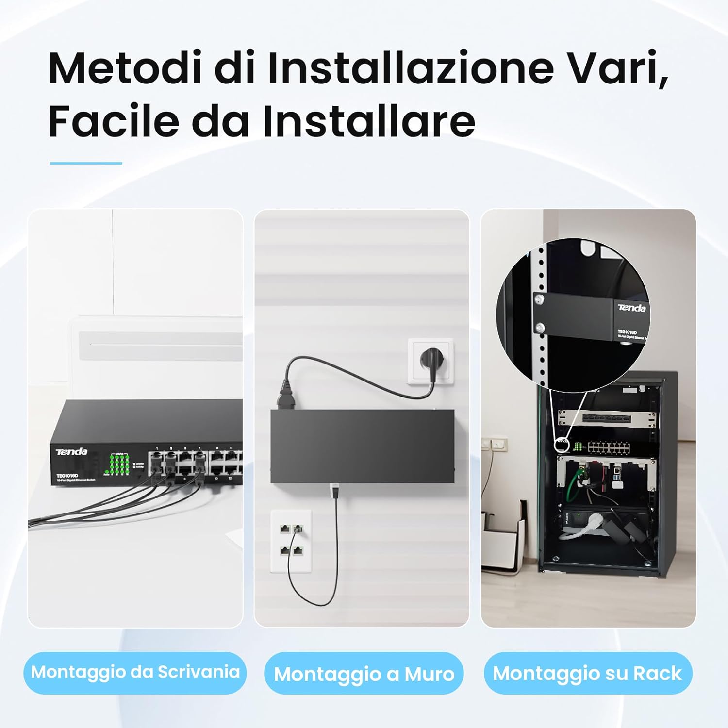 Thumbnail 4 de Tenda TEG1016D switch Gigabit a 16 porte RJ45 (10/100/1000 Mbps), plug & play