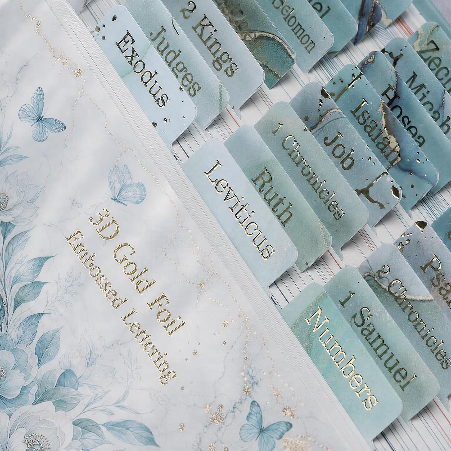 Detalle 2 de UPAFEXXI Bible Tabs, 80 Laminated Labels with 3D Gold Foil Lettering