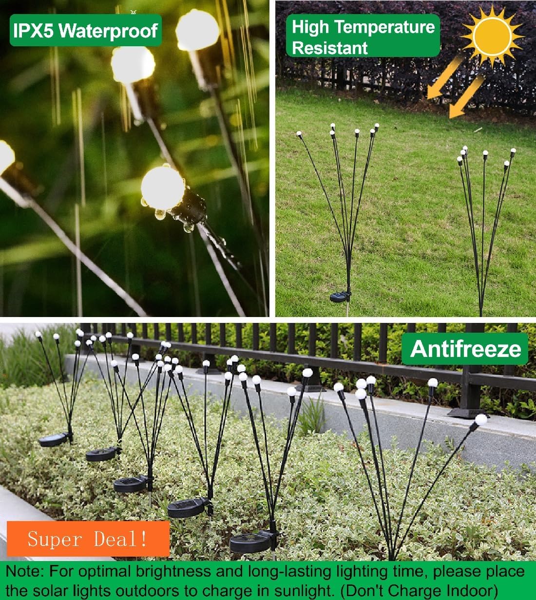 Detalle 2 de SIOTMERA SQD T4 Solar Firefly Garden Lights, 4-Pack, 6 LEDs Each