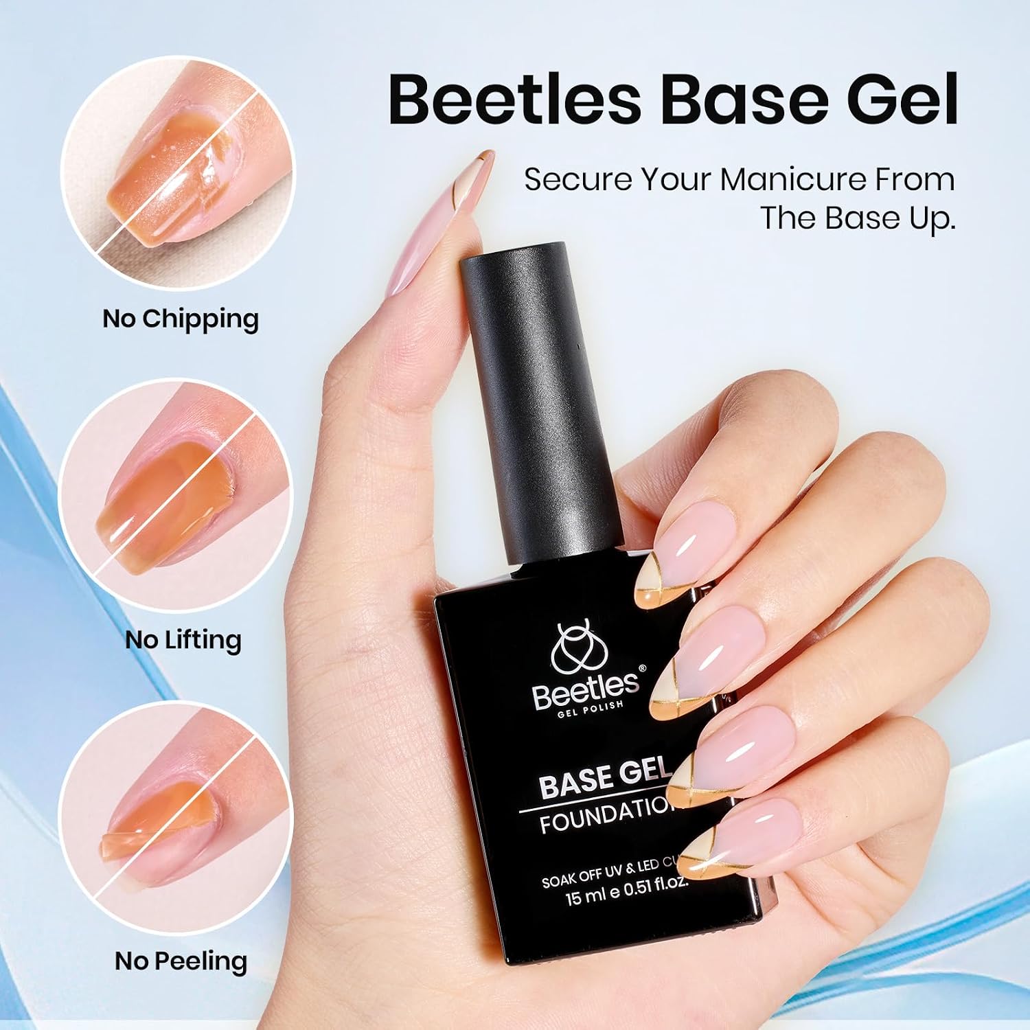 Detalle 1 de Beetles Gel Base and Top Coat Kit with Dehydrator and Acid-Free Primer, 4 x 15 mL