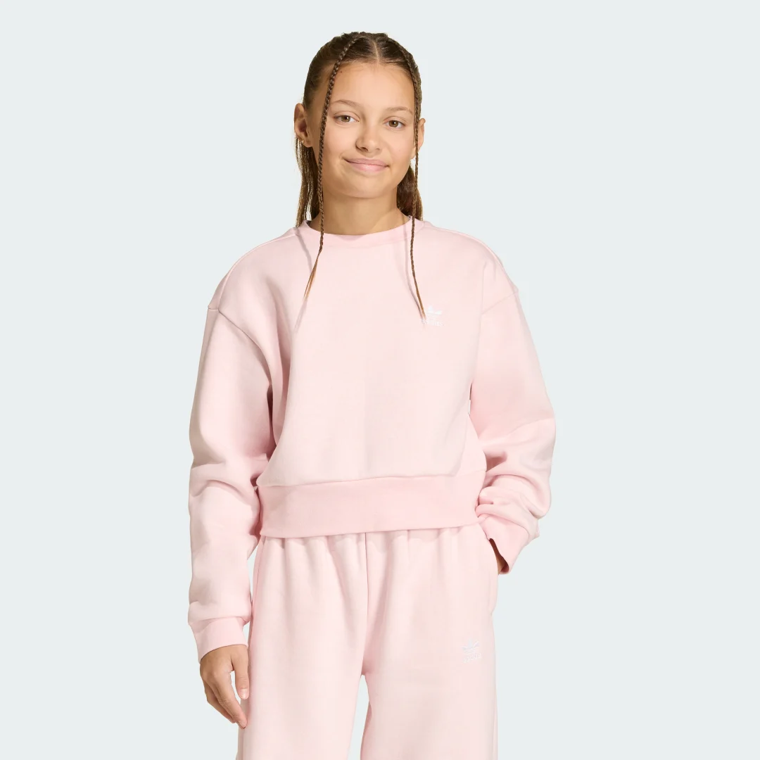 Detalle de Sudadera de cuello redondo Boxy en rosa de Adidas