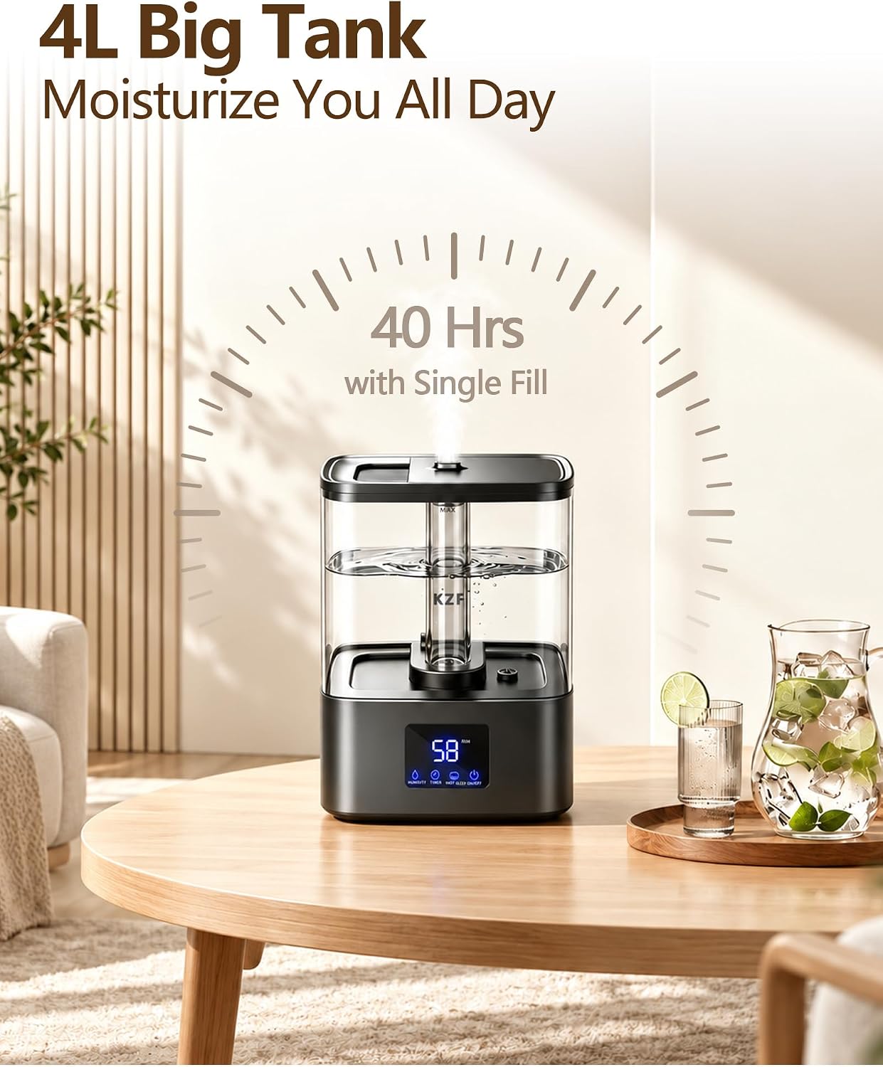 Thumbnail 3 de KZF ZG-521 4L Cool Mist Humidifier with Top-Fill Tank and Humidity Control