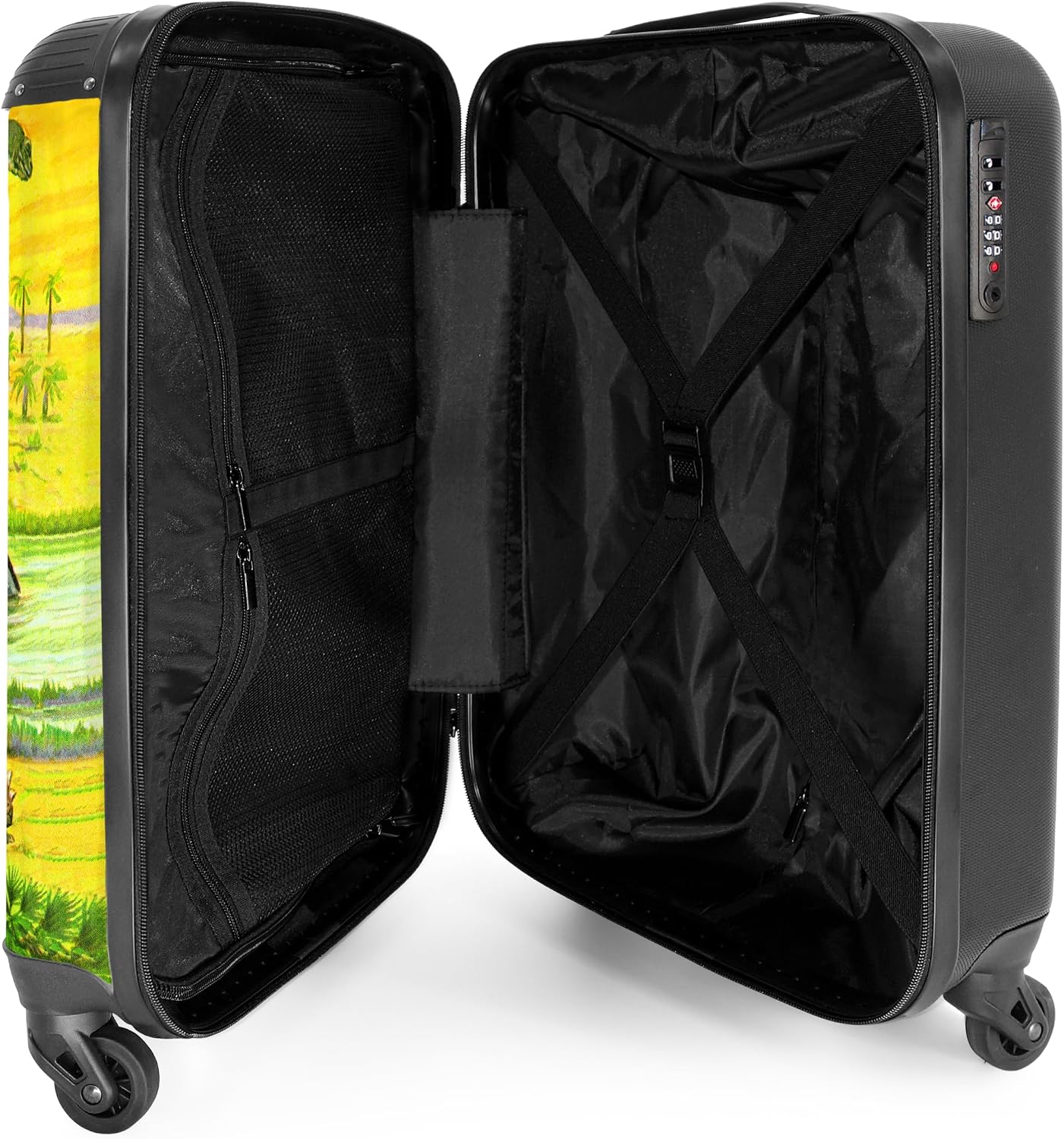 Detalle 2 de Valigia per bambini NoBoringSuitcases.com con trolley, dinosauri (55x40x20 cm)
