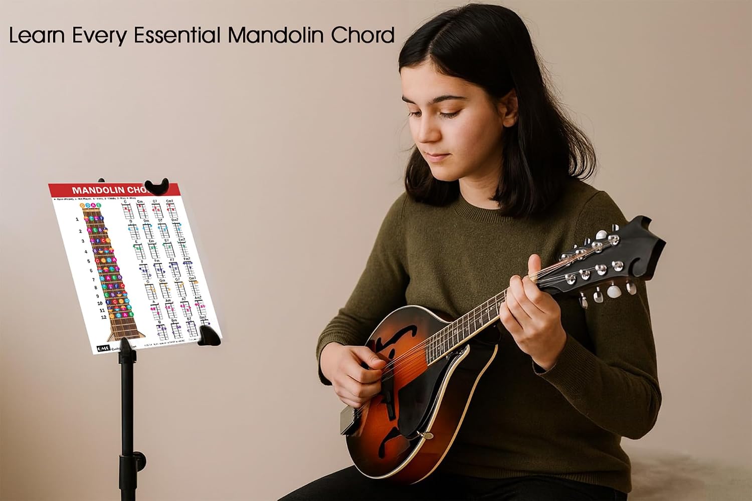 Detalle de QMG Mandolin Chord Chart, Laminated