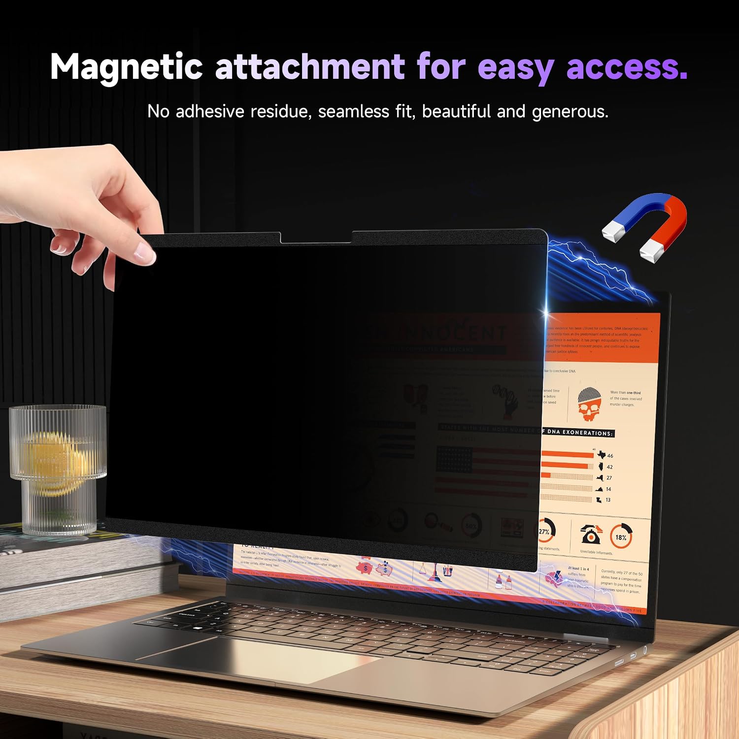 Thumbnail 3 de IPROKKO 13.3-inch Magnetic Laptop Privacy Screen for 13.3" Laptops (16:9)