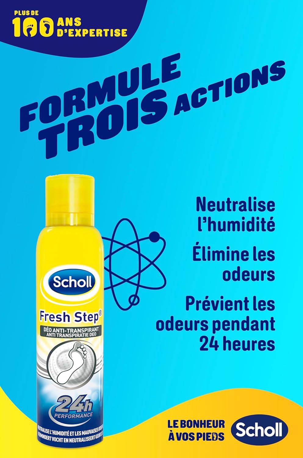 Detalle de Scholl Spray Fresh Step Déodorant Pieds Lot de 6 – fraîcheur 24h et neutralisation des odeurs