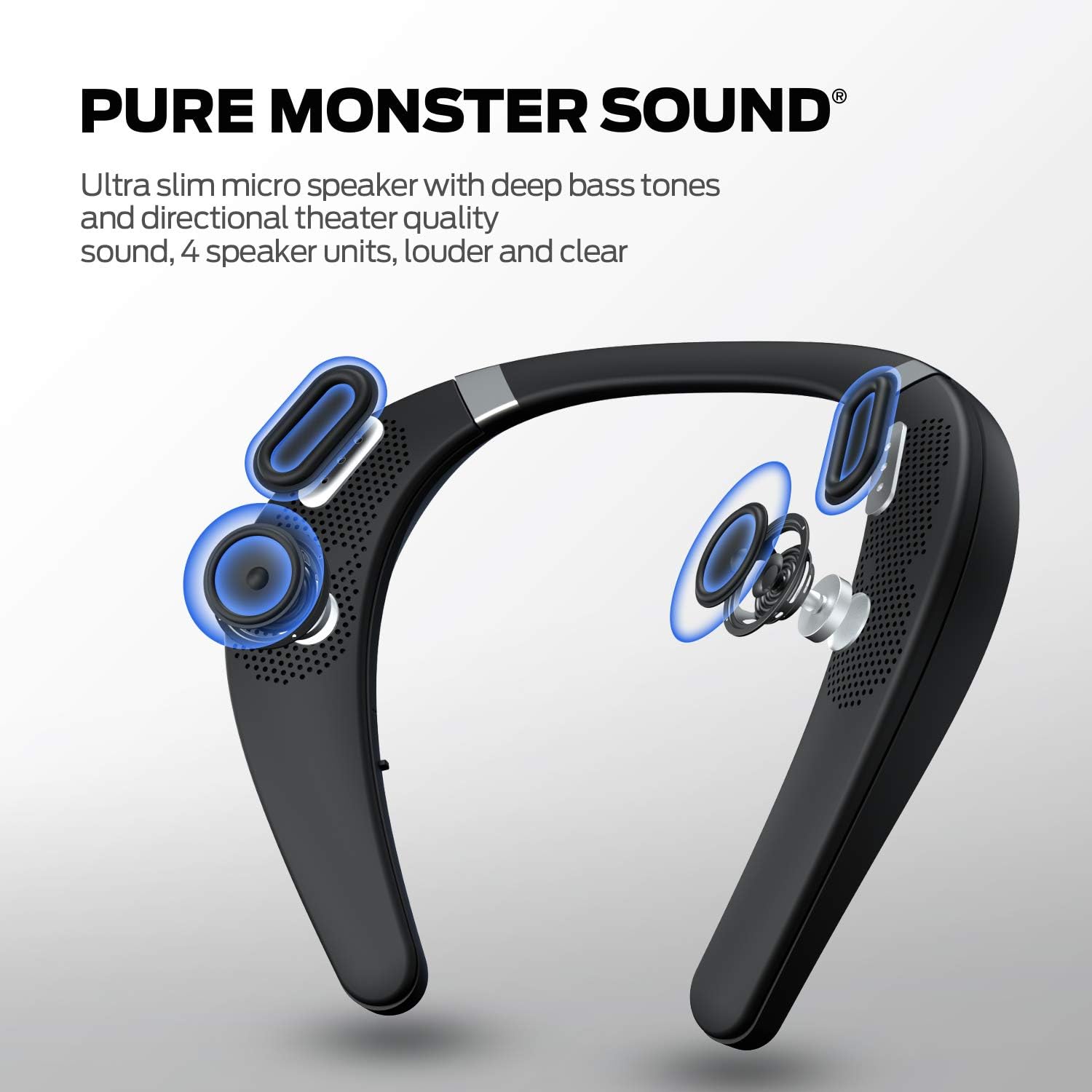 Detalle de Monster Boomerang Neckband Bluetooth Speaker: Hands-Free Soundwear with 12H Playtime