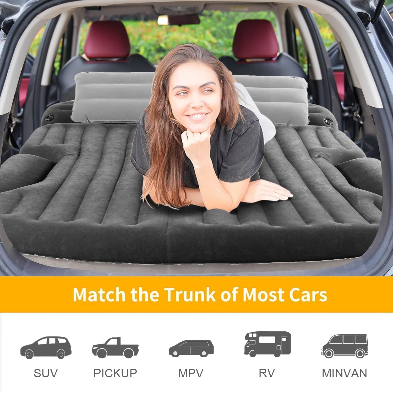 Detalle 2 de KMZ KMZL001-2 SUV Air Mattress with Double-Sided Flocking, Pump and 2 Pillows