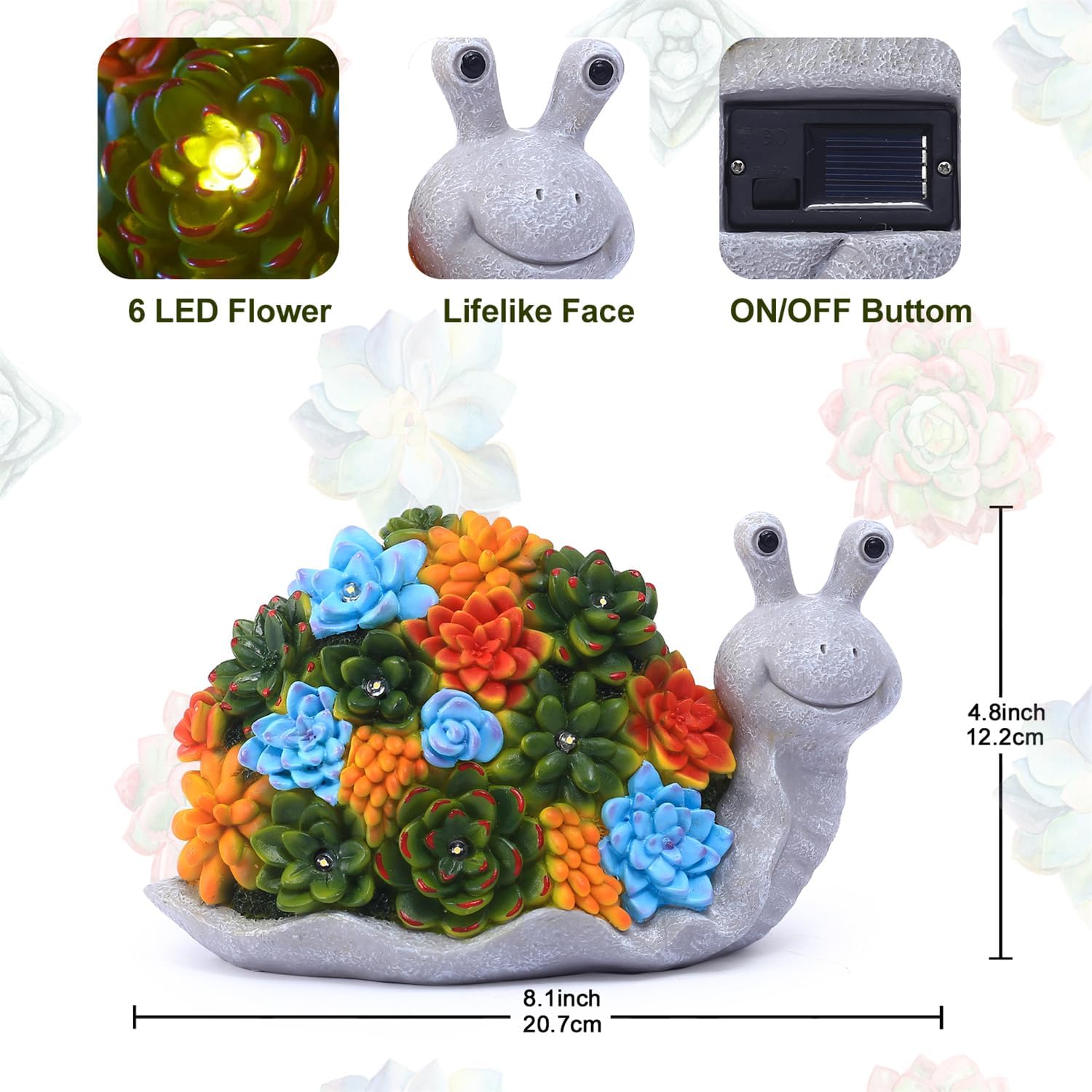Thumbnail 3 de Yeomoo Schnecken-Deko mit Solarlampen für draußen – lustige Gartenfigur mit wetterfester Resin-Optik