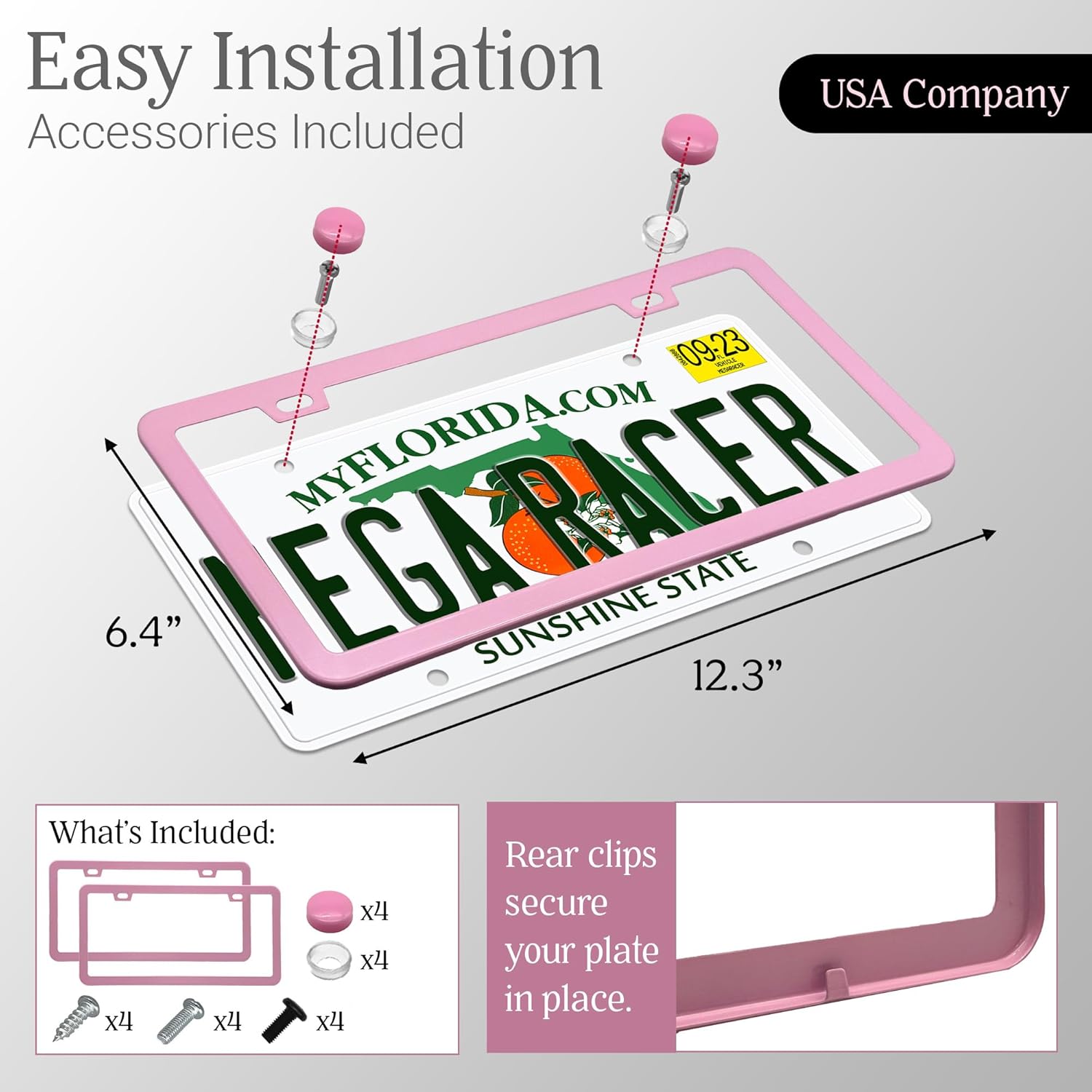 Detalle de Premium Princess Pink License Plate Frames – 2 Pack