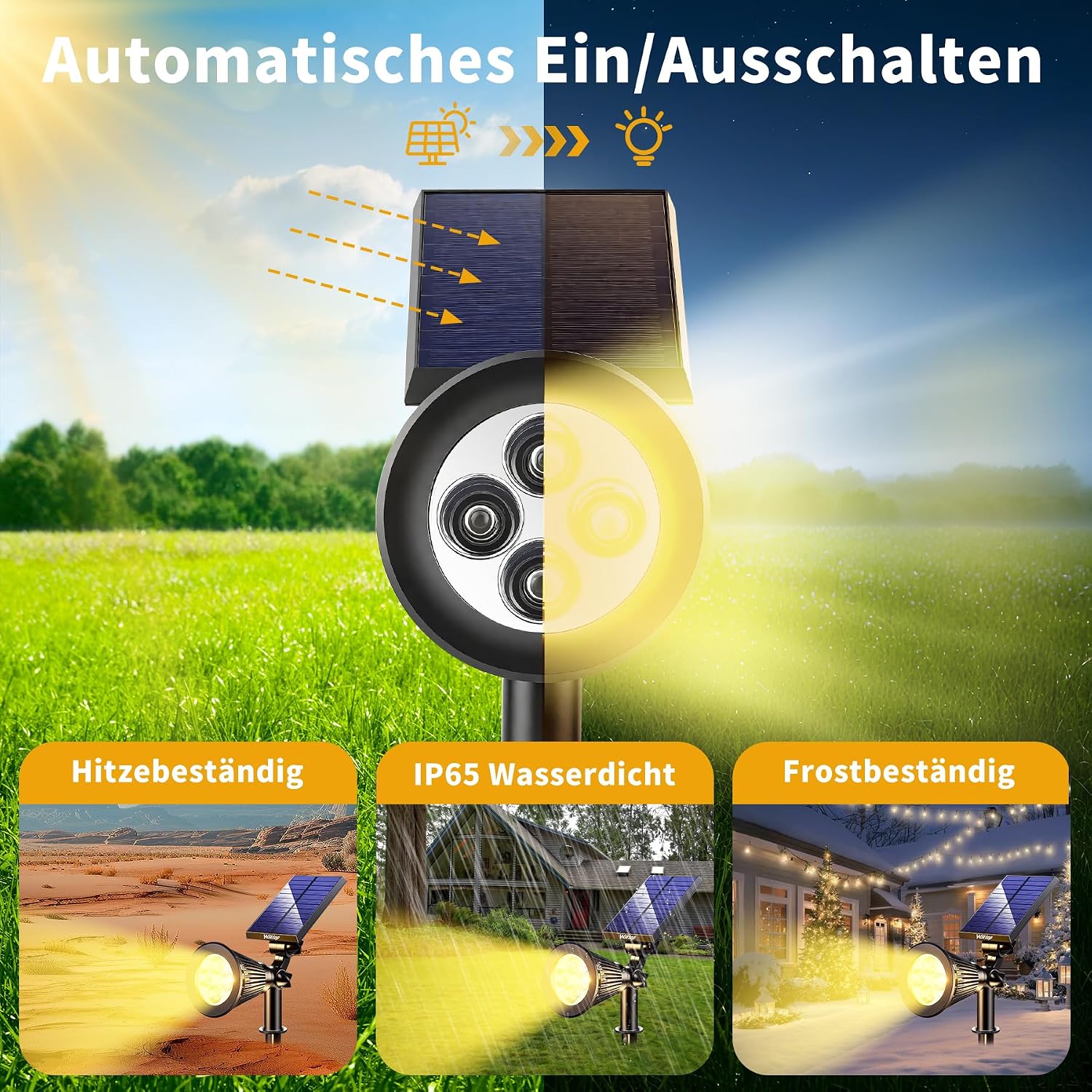 Thumbnail 4 de Wilktop Solar Spotlight, 3:e versionen – solcellsdrivna LED-spotlights, 2-pack