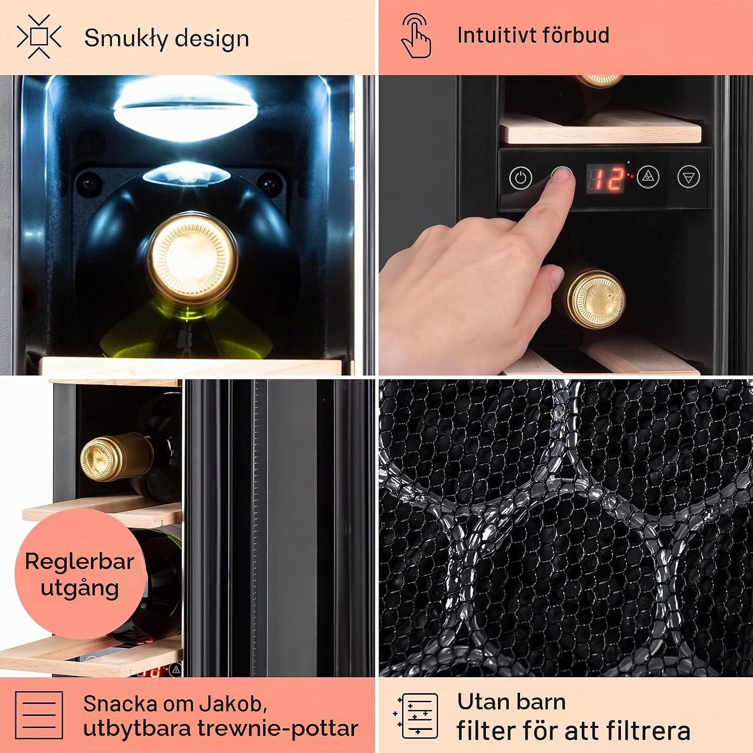 Detalle de Klarstein Vinovilla 7 HEA3-Vinovilla7-Wht vinkyl för inbyggnad, 7 flaskor