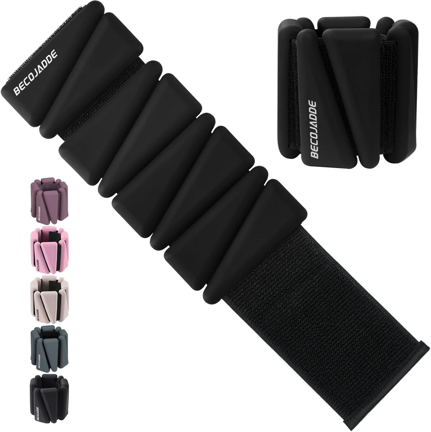Detalle de BECOJADDE Ankle Weights Set of 2 (1 lb/2 lb/3 lb Each) — Adjustable Wrist Weights for Strength, Yoga, and Cardio