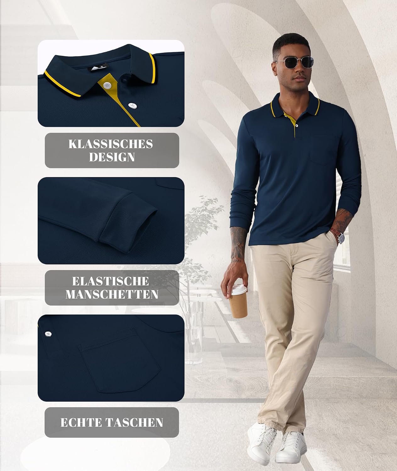 Detalle 2 de SwissWell Polo Uomo Manica Lunga Traspirante