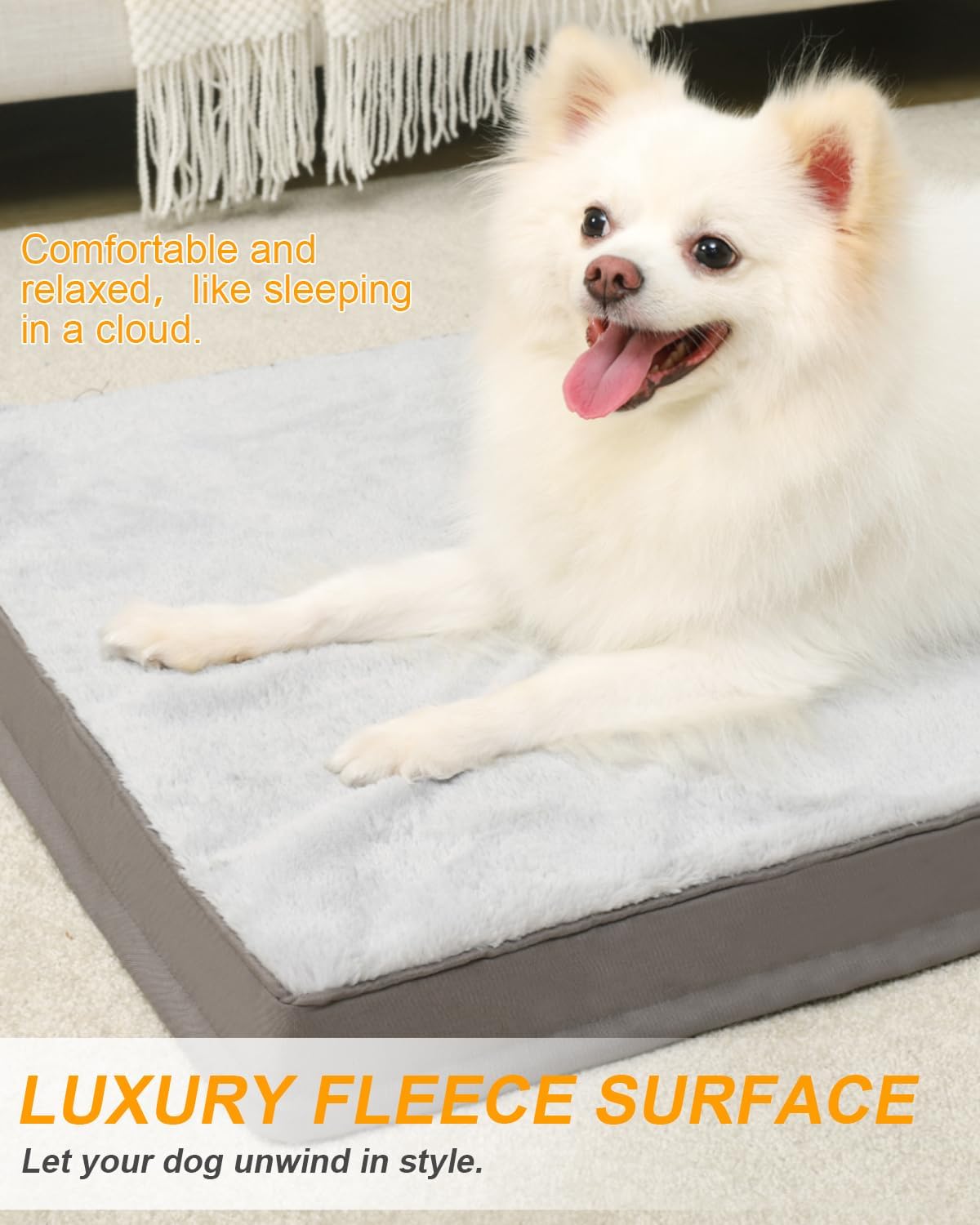 Thumbnail 2 de KSIIA Small Waterproof Dog Bed: Orthopedic Egg Foam Mattress with Removable Cover (58x43cm) in Grey