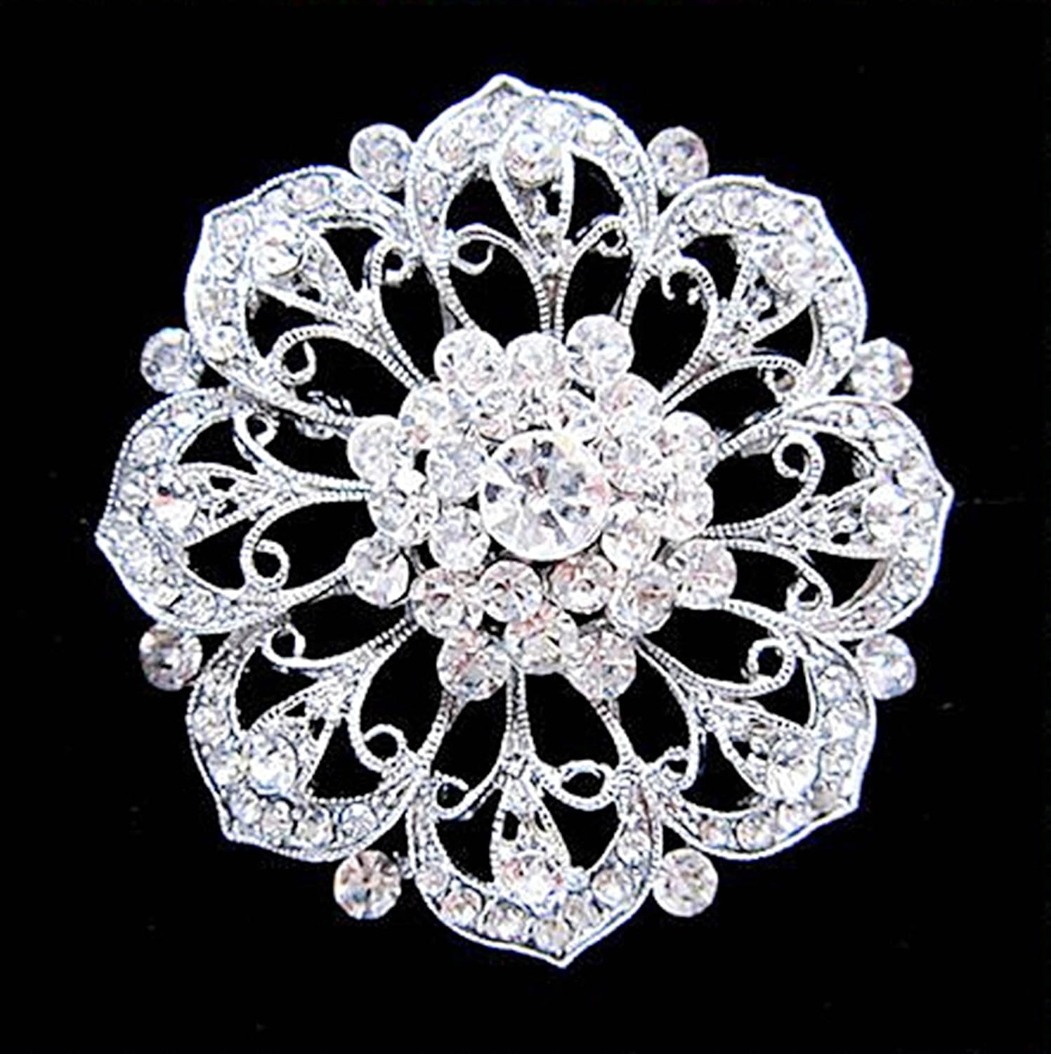 Thumbnail 3 de KristLand Damen Blumen Brosche Kristall 5.8 cm