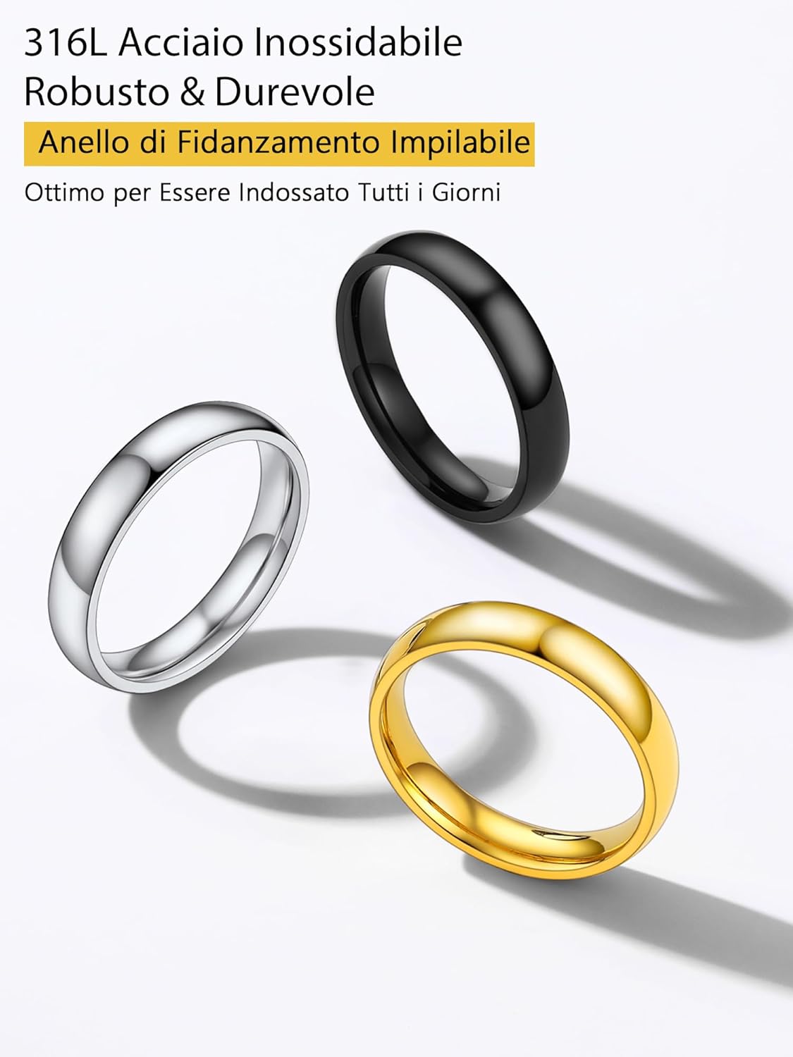 Thumbnail 4 de PROSTEEL Anello Uomo Donna Incisione Personalizzabile: In acciaio inox, Oro 18K Placcato o Nero • Confezione regalo