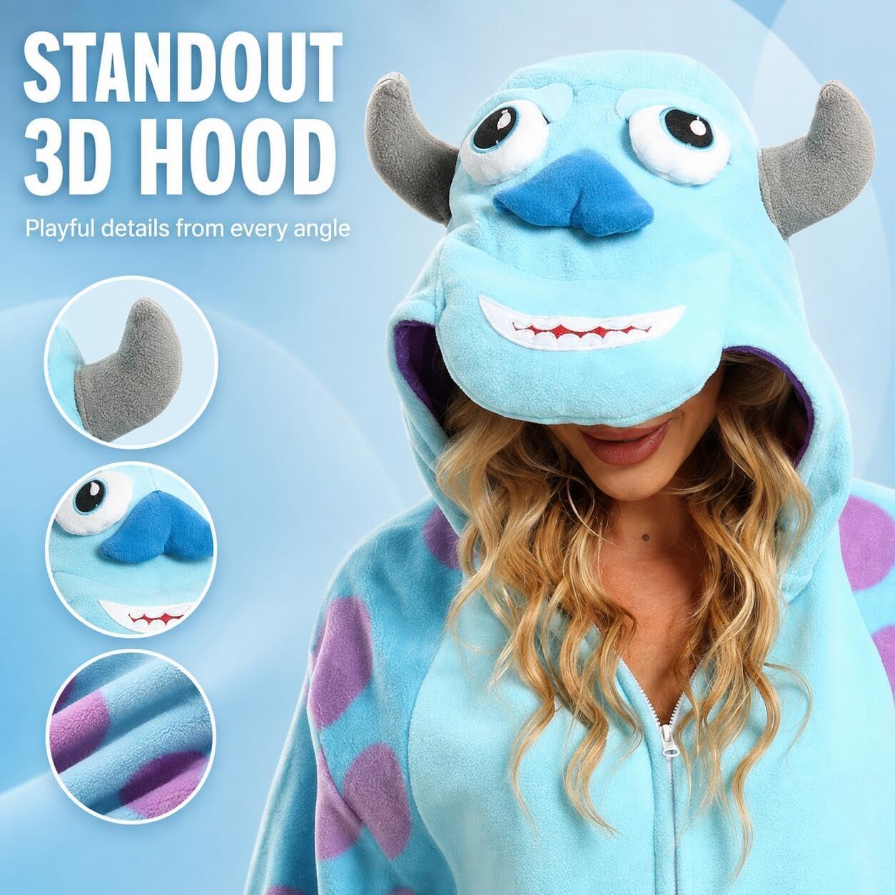 Detalle 2 de BGOKTA Adult Animal Onesie Pajamas, Polar Fleece Halloween Costume