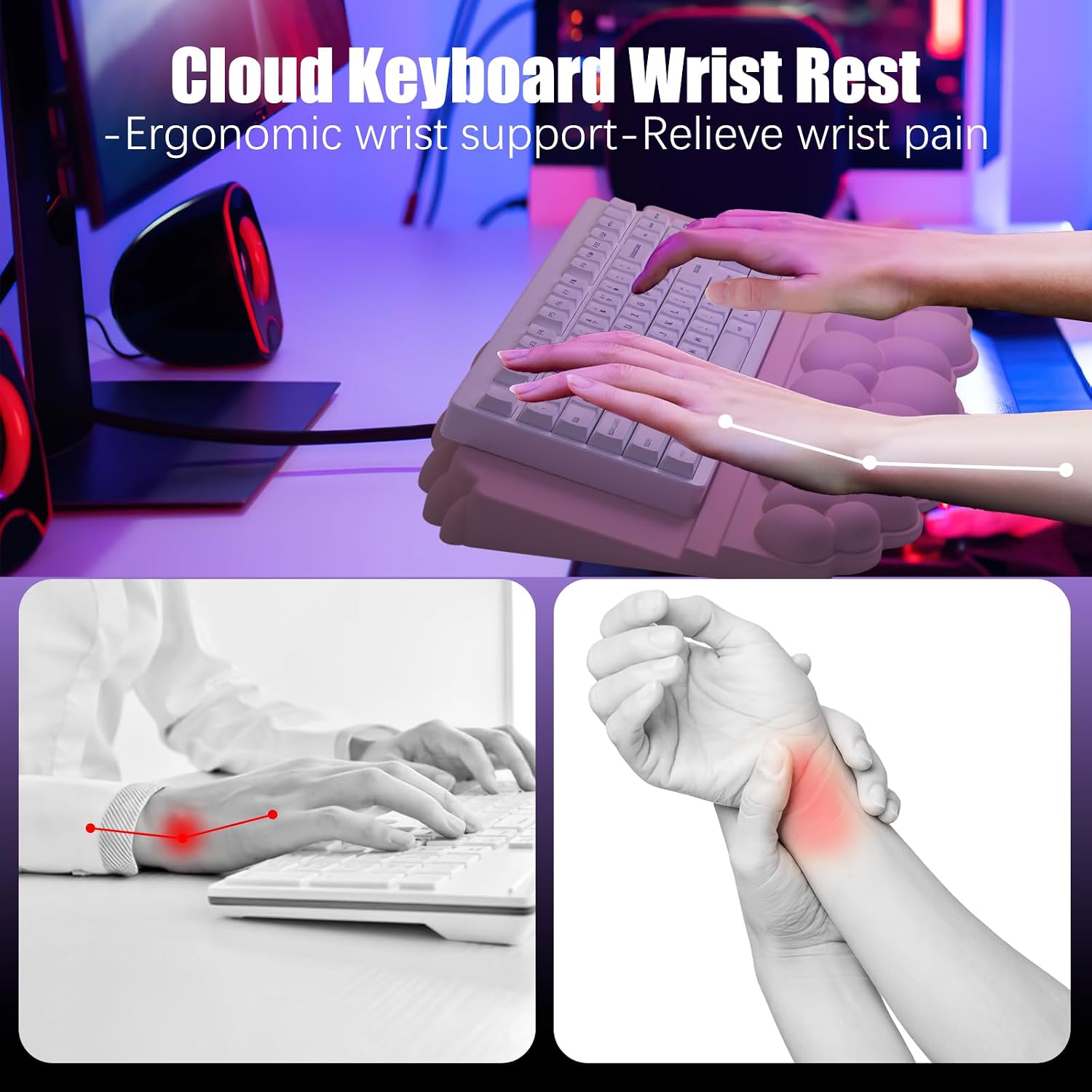Detalle 2 de Lomil WR01P-LO1 Cloud Keyboard Stand and Wrist Rest Set with Memory Foam