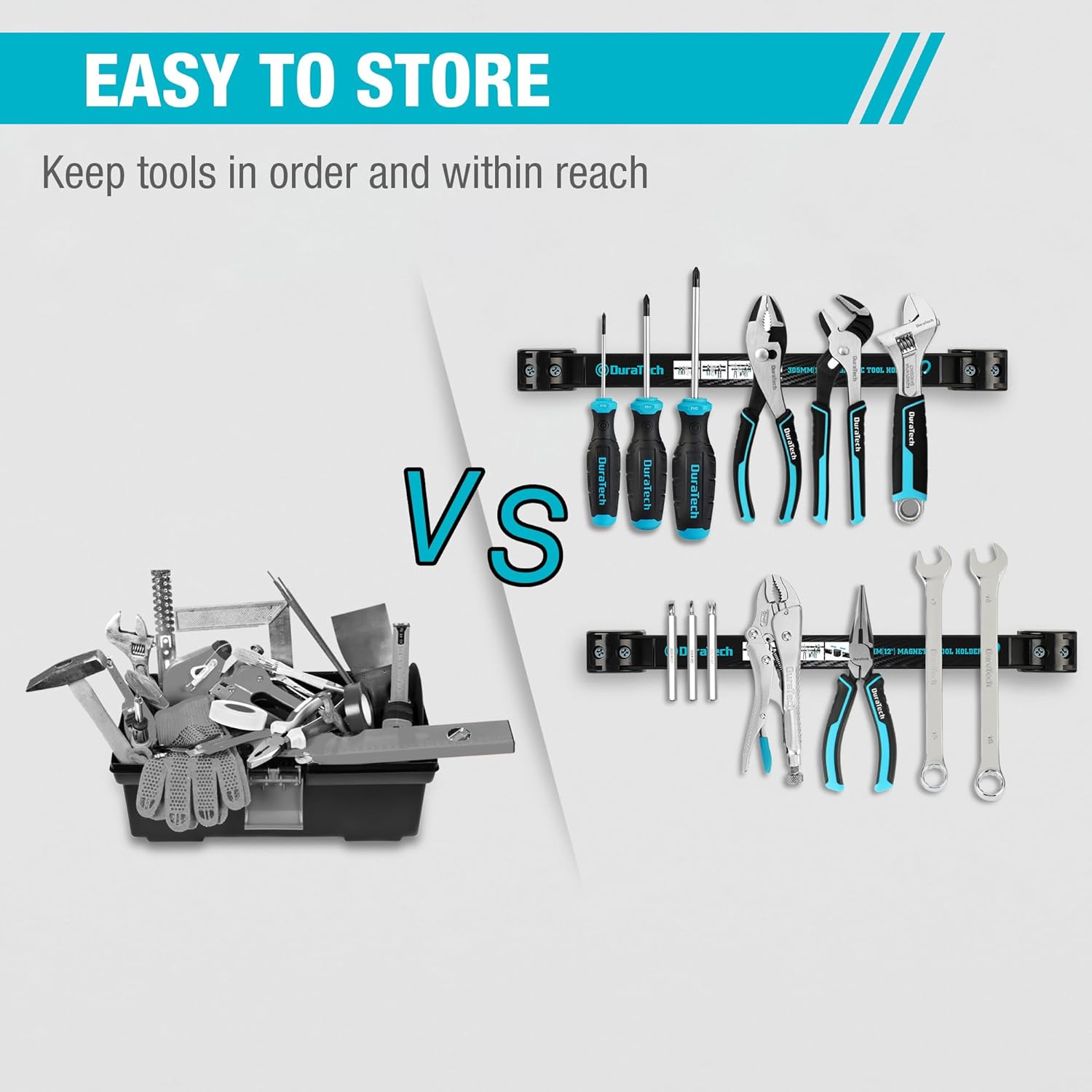 Thumbnail 6 de DURATECH 4x Barre Magnétique pour Outils – Ensemble porte-outils mural robuste 30,5 x 2,3 cm
