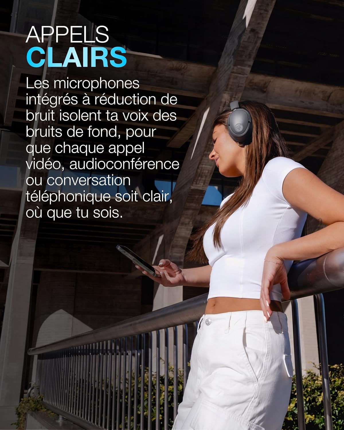 Detalle 2 de JLab JBuds LUX ANC : casque Bluetooth supra-auriculaire pliable avec réduction de bruit active