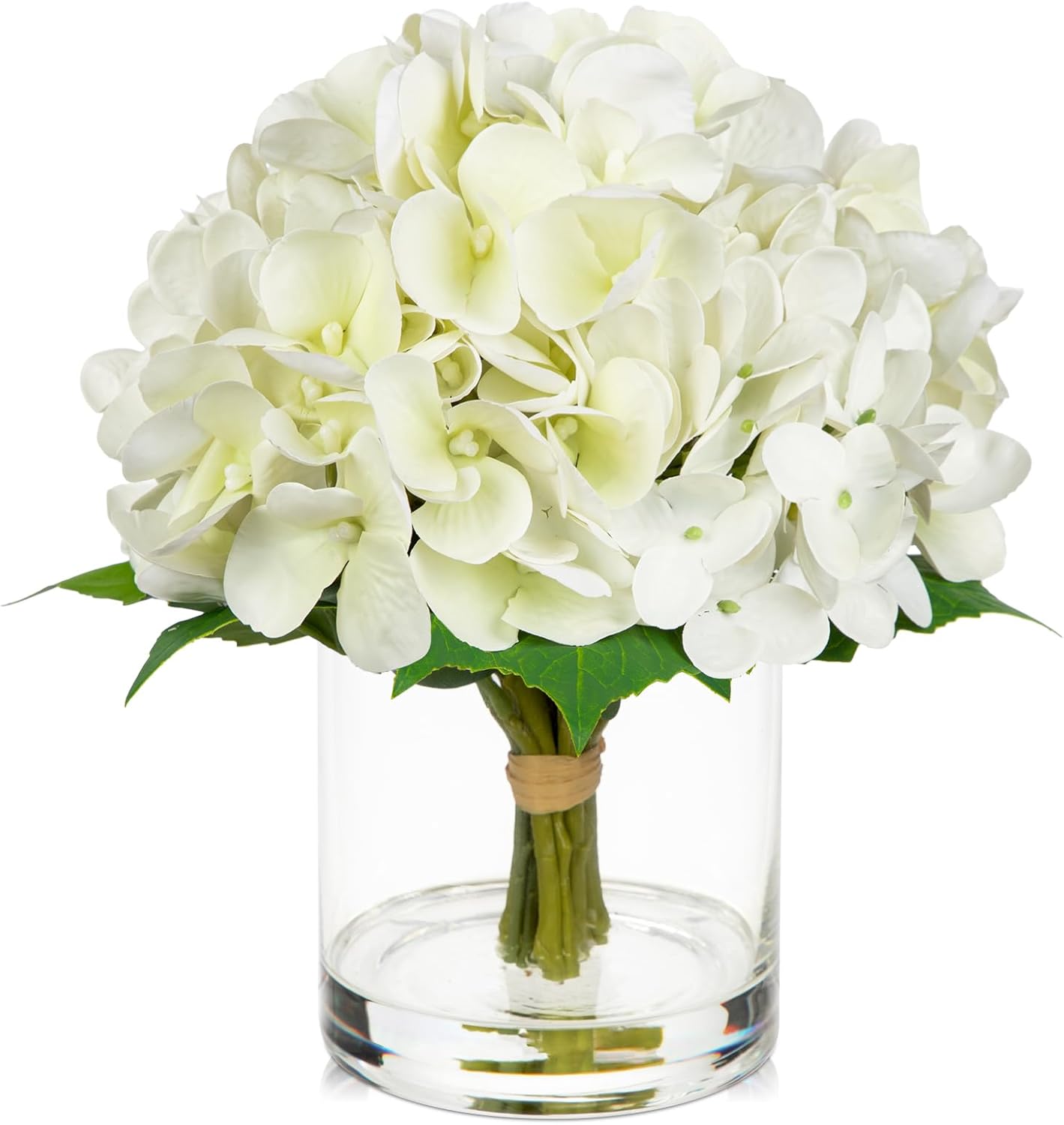 Thumbnail 6 de Oairse Kunstblumen mit 5 Hortensien in Glasvase – Real Touch Blüten für Hochzeit, Zuhause & Hotel