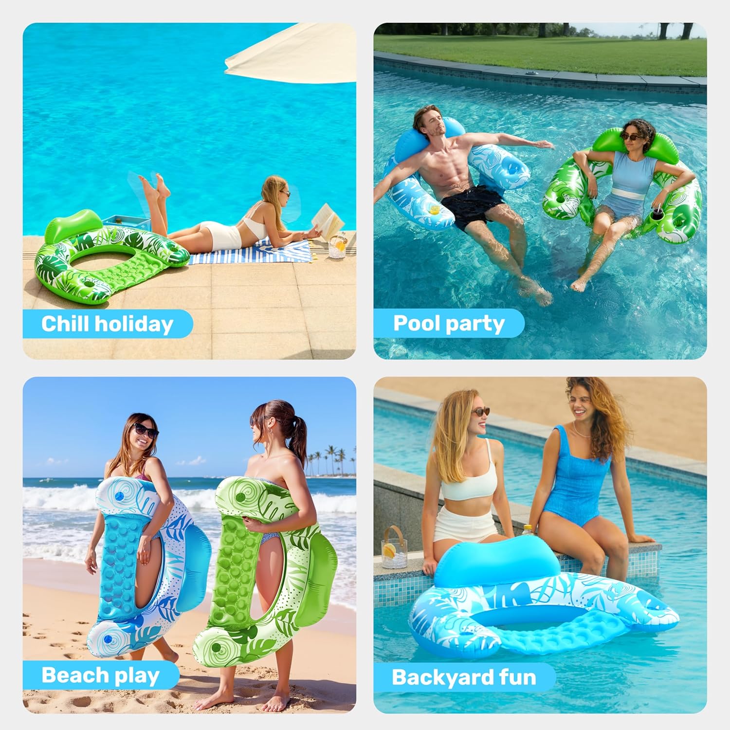 Thumbnail 6 de SLOOSH Inflatable Pool Float Chairs for Adults (2-Pack) with Cup Holders, X-Large
