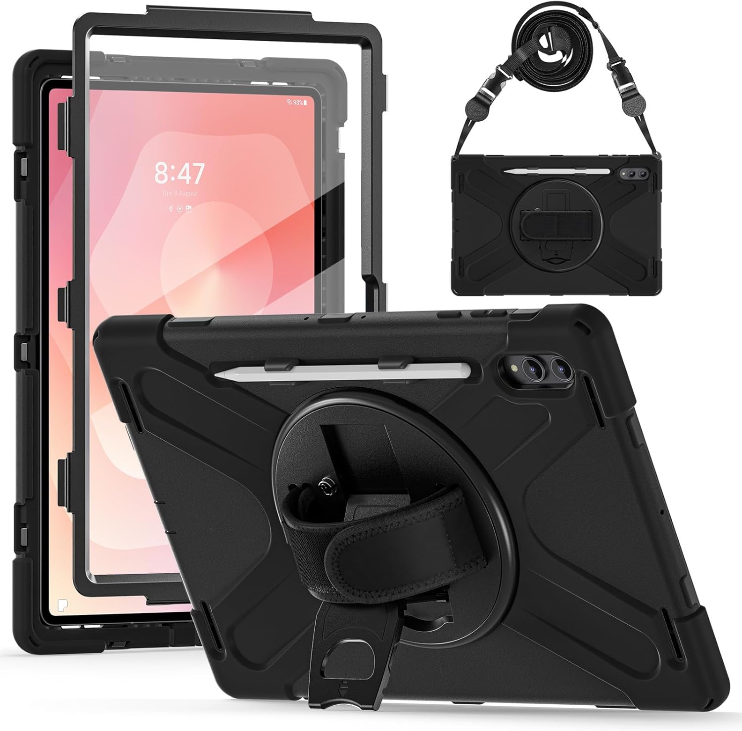 Detalle de Case for Samsung Galaxy Tab S11 Ultra 2025 SM-X930X936/X936B 14.6 inch — Shockproof Military-Grade Case with Screen Protector, Wristband and Straps
