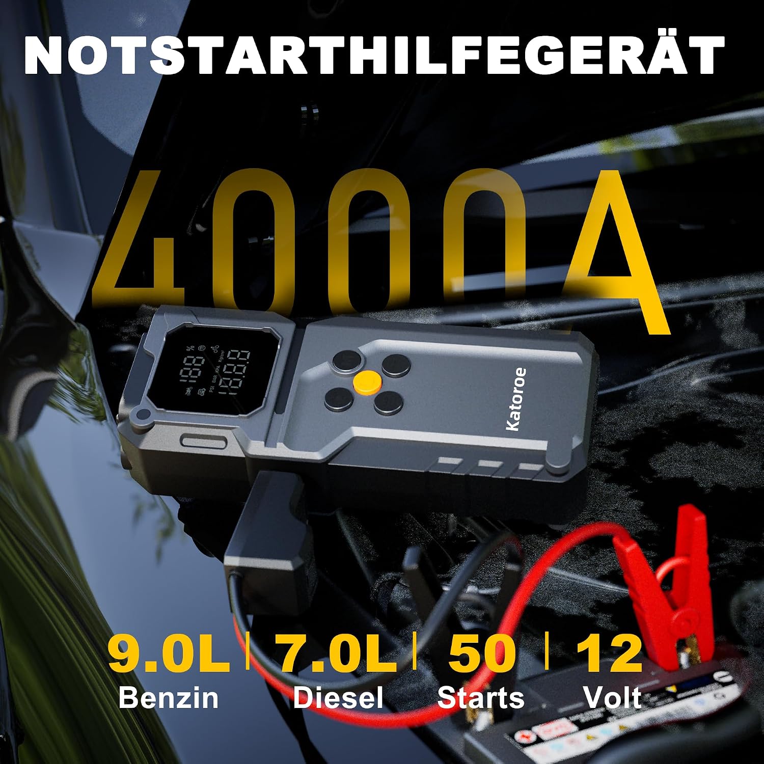 Detalle 2 de KATOROE Starthilfe Powerbank für Pkw 4000A