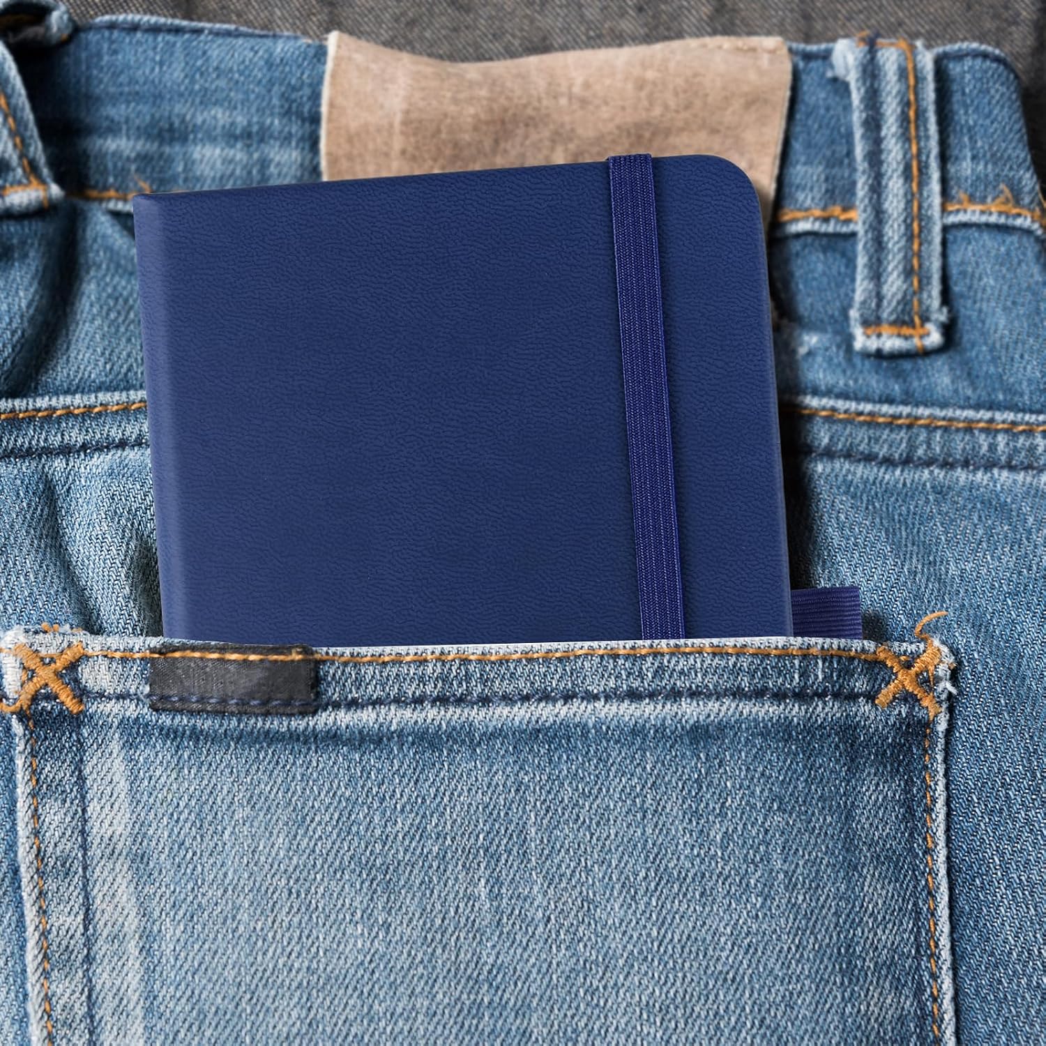 Detalle de 3 Pack A6 Pocket Notebook: Leather-Hardcover Journals with 160 Lined Pages (Black, Blue, Brown) – Ideal for Daily Writing