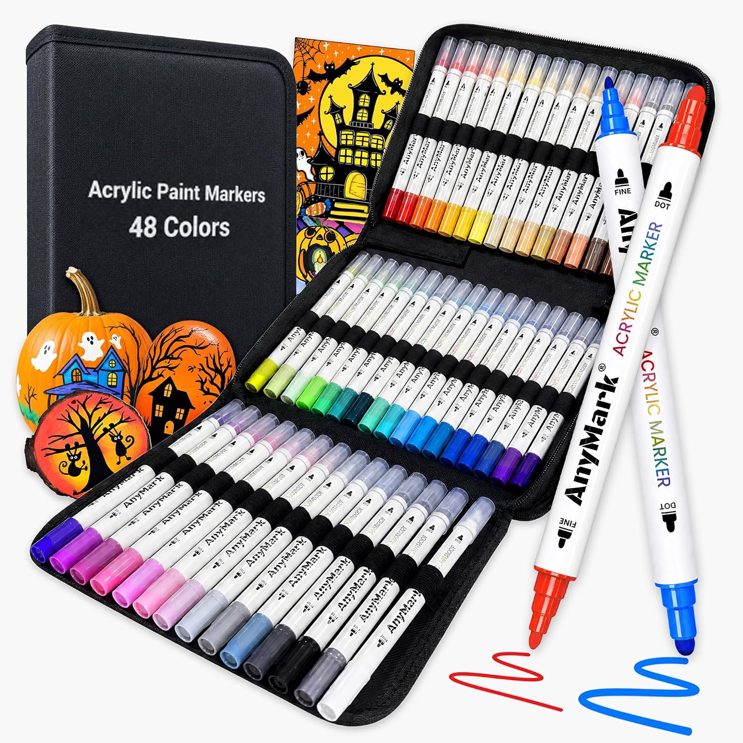 Detalle de AnyMark AnyM-APP-DF-48 Acrylic Paint Markers, 48 Colours, Dual Tip