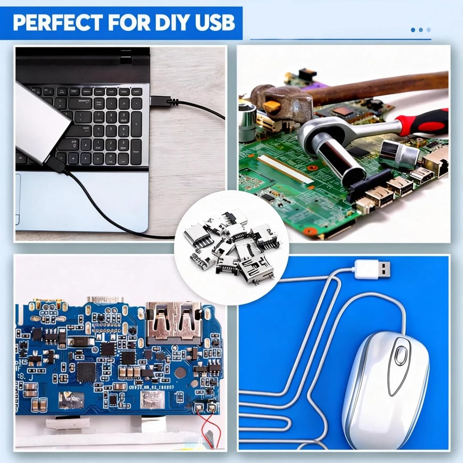 Thumbnail 3 de Kit LiebeWH da 100 connettori USB Type-C femmina per saldatura e ricambi
