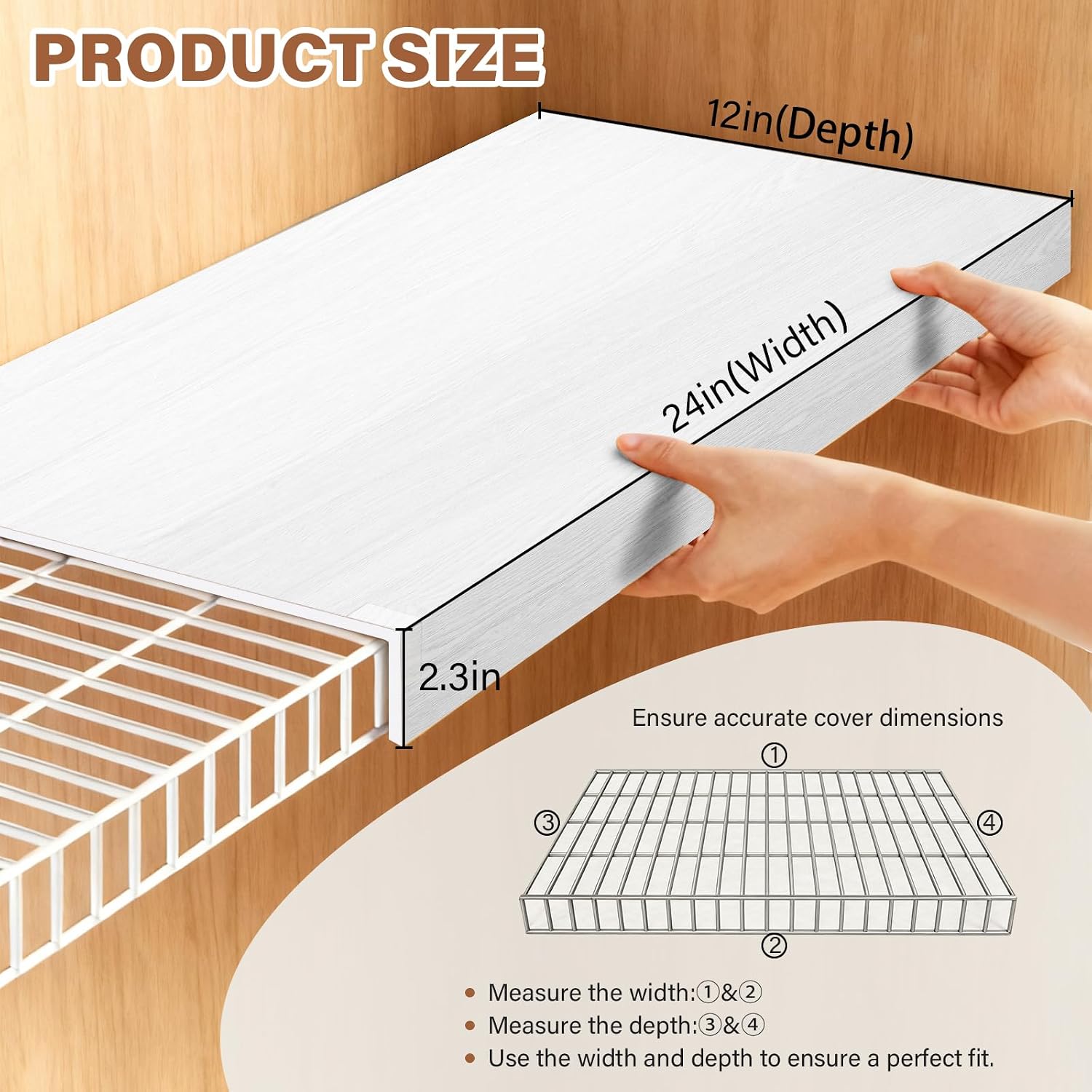Detalle de clicliet Wire Rack Covers for Shelves (24x12 PVC, 0.31-inch thick) — Wire Shelf Liners in White