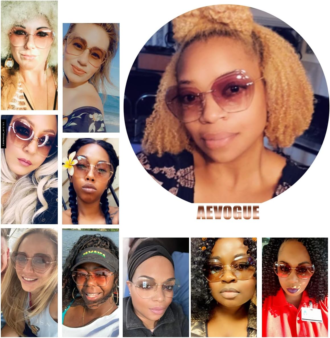Thumbnail 6 de Kimorn Sunglasses for Women: Oversized Rimless Diamond Cutting Lens AE0534