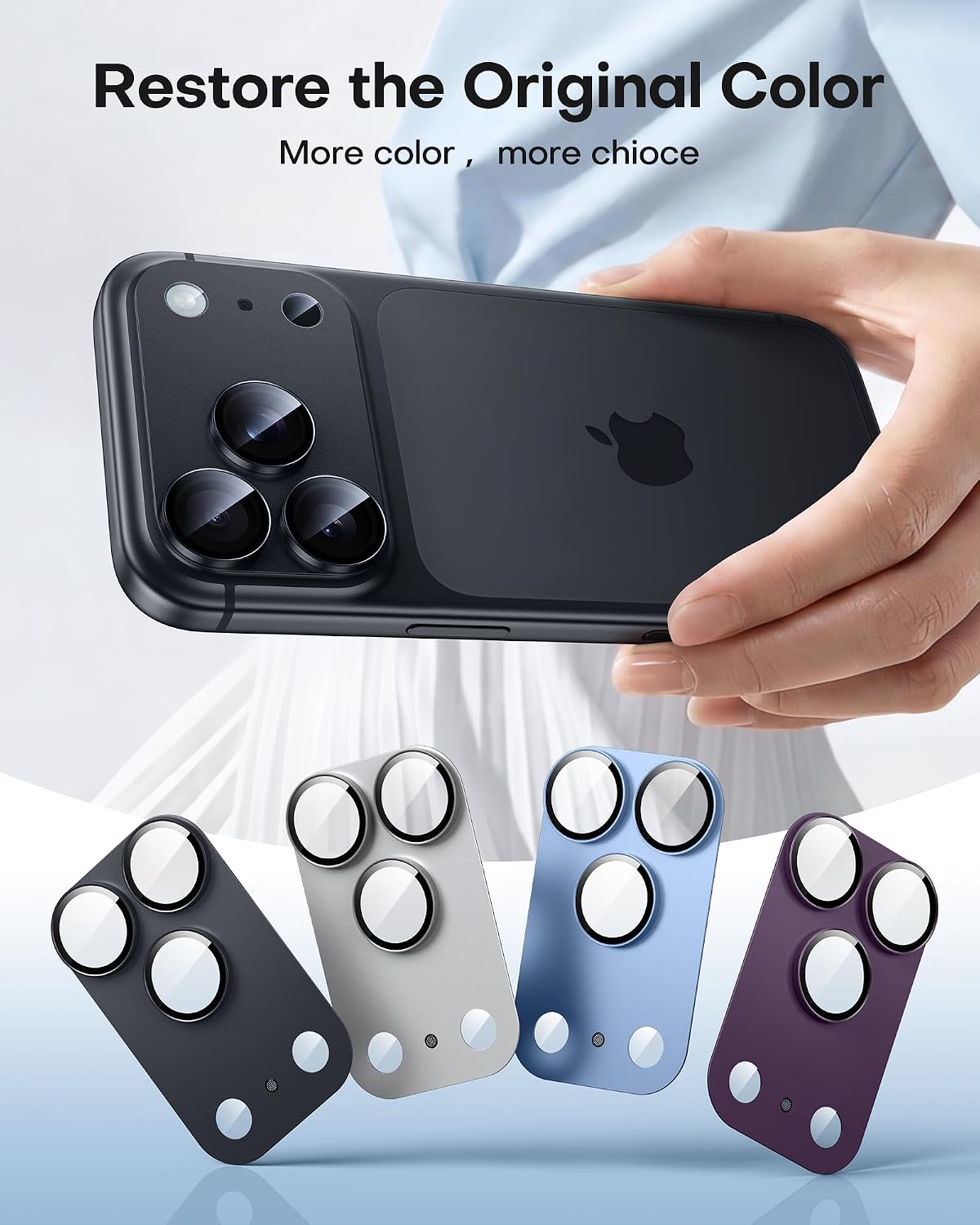 Thumbnail 6 de TAURI iPhone 18 Pro Camera Lens Protector, 2-Pack, Black, Full Coverage