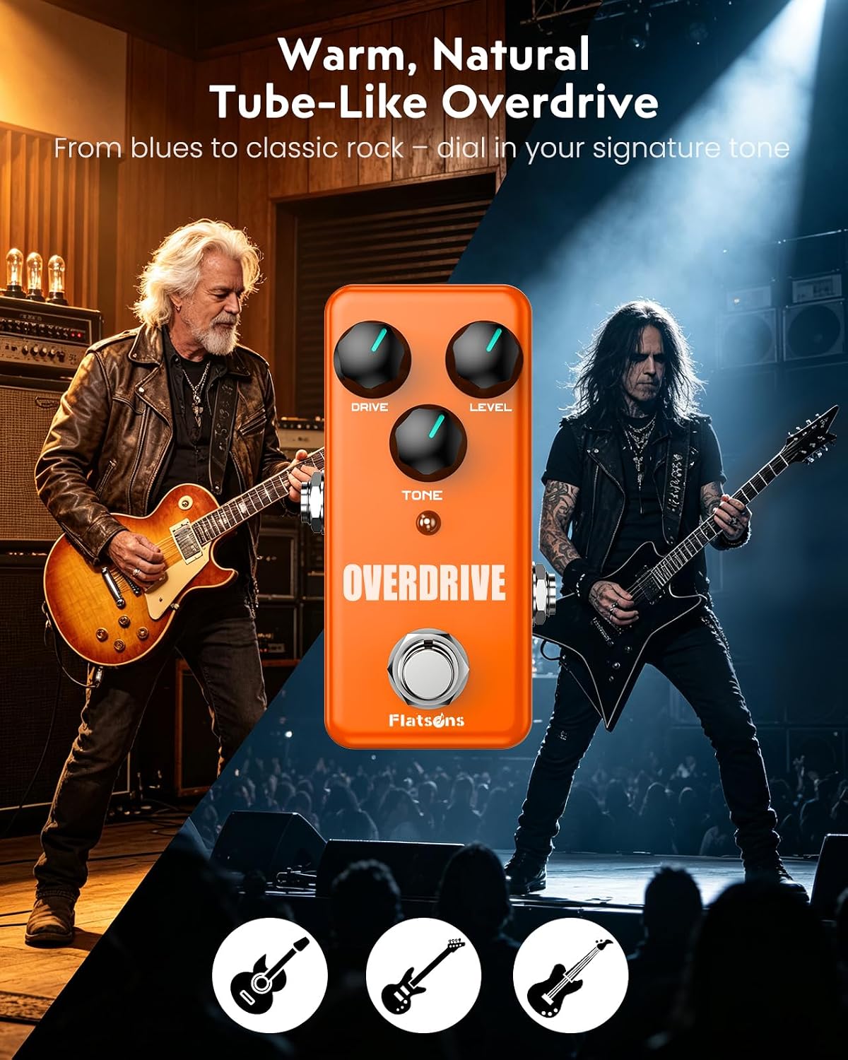 Thumbnail 2 de flatsons FOD-3 Overdrive Pedal, Mini Analog, True Bypass, Level and Tone Controls
