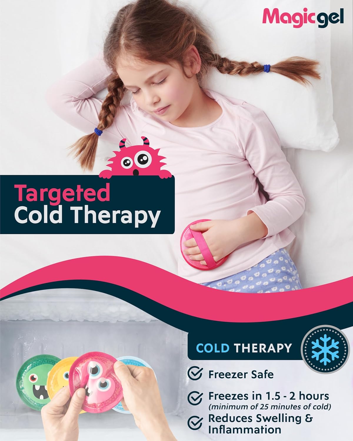 Detalle de Magic Gel Poche de gel chaud/froid pour enfant – Lot de 4 compresses réutilisables