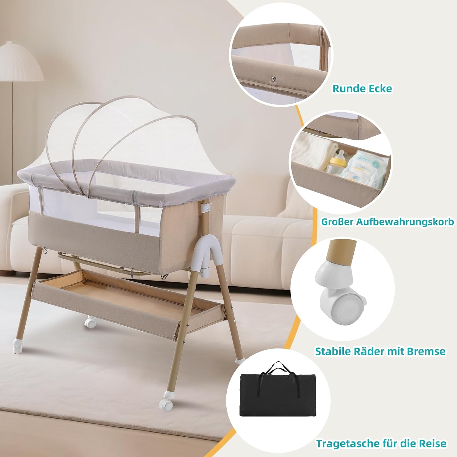 Thumbnail 6 de cozydwells Babybettchen Bassinet 3 Min Montage
