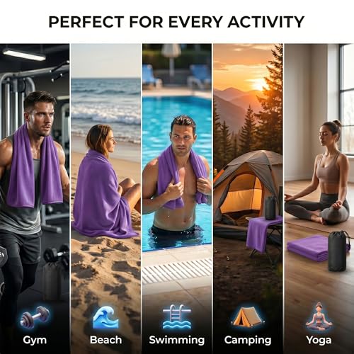 Thumbnail 7 de HomlyPro Microfibre Towel Extra Large 180x90cm (Purple) – Quick Dry, Lightweight & Super Soft