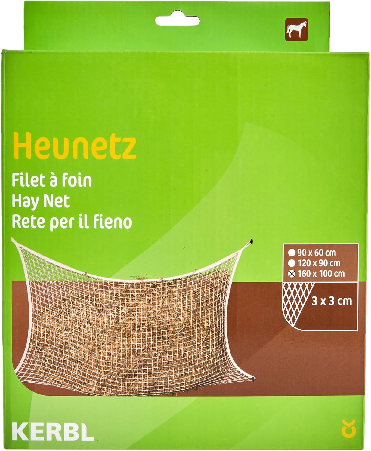 Kerbl Rete da Fieno per Alimentazione di 24 Ore – 16 kg, 160x100 cm, maglia 3x3 cm